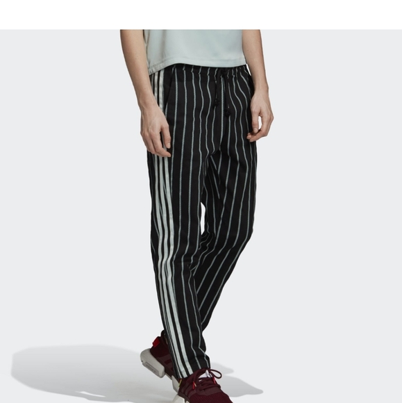 Adidas Originals 2pc Set Jacket  Pants Black Mint Pinstripe Cotton Denim L-XL/XL - Picture 5 of 14